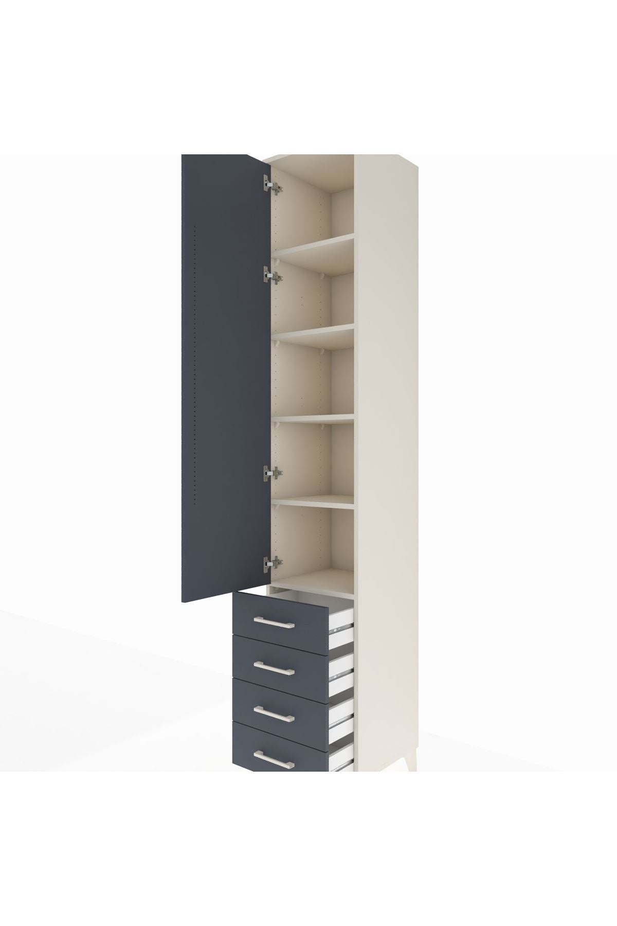 Hyperion Dolap 5 Raflı 4 Çekmeceli Tek Kapaklı 44x44x243 Aytaşı-Antrasit