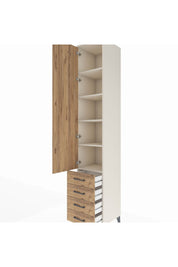 Hyperion Dolap 5 Raflı 4 Çekmeceli Tek Kapaklı 44x44x243 Aytaşı-Çam