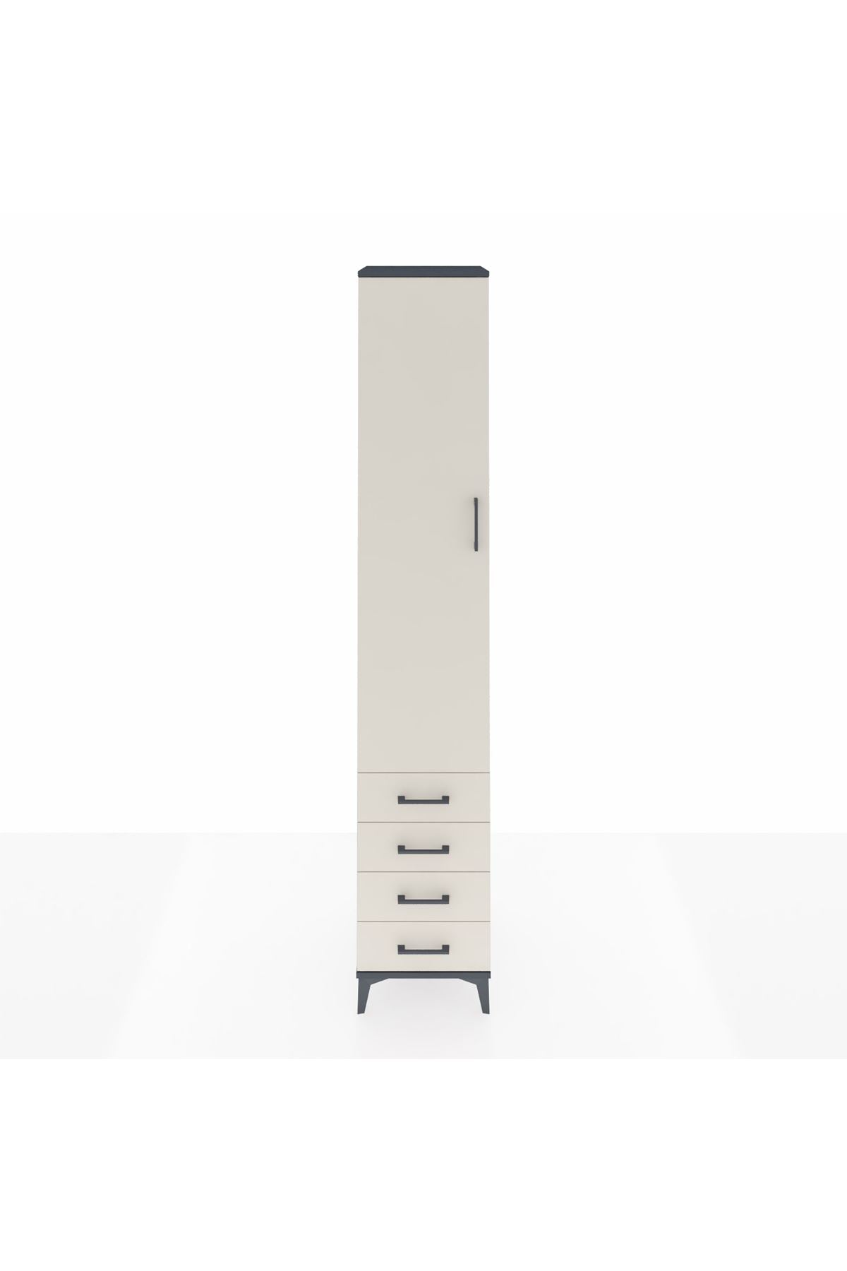 Hyperion Dolap 5 Raflı 4 Çekmeceli Tek Kapaklı 44x44x243 Antrasit-Aytaşı