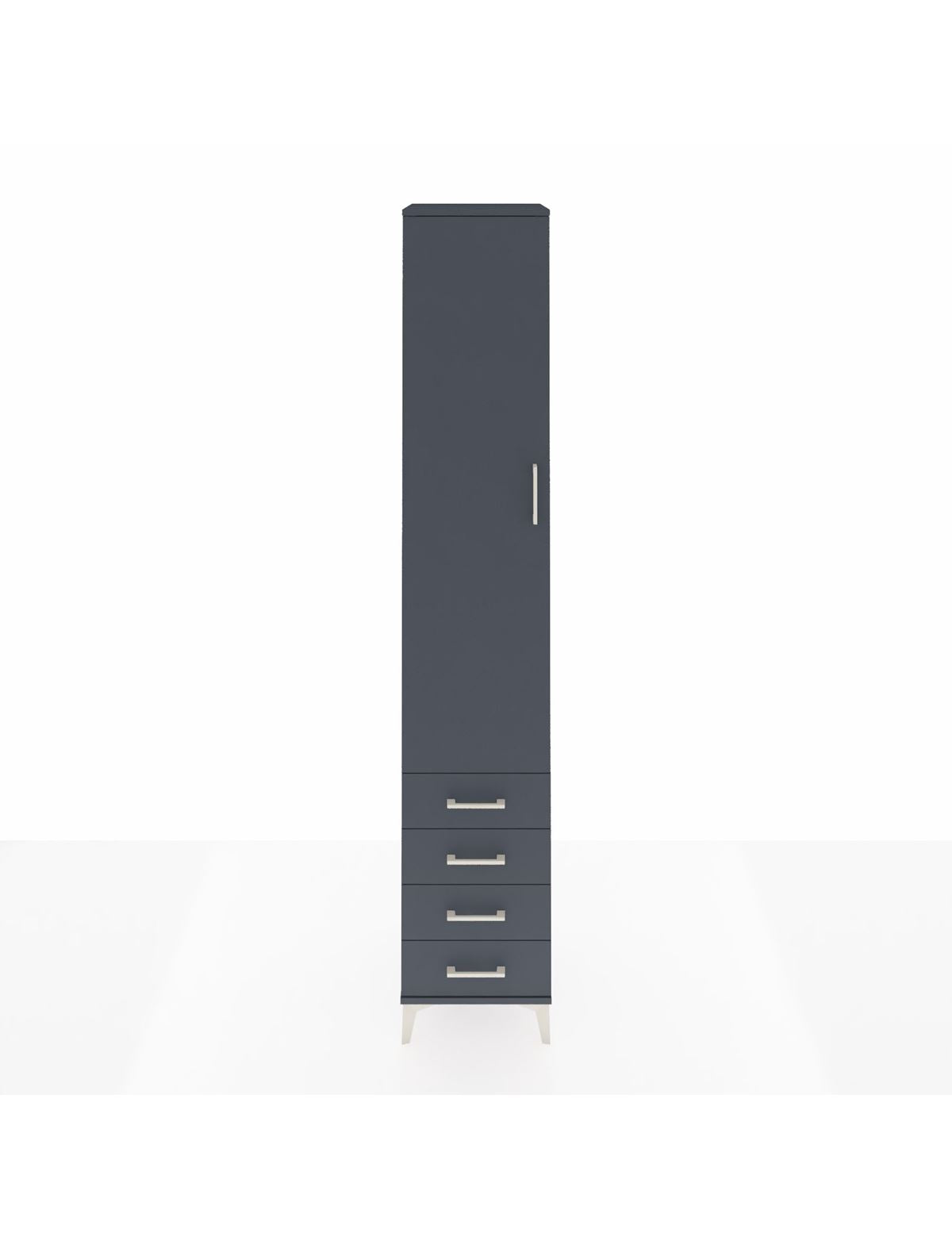 Hyperion Dolap 5 Raflı 4 Çekmeceli Tek Kapaklı 44x44x243 Antrasit-Antrasit