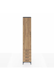 Hyperion Dolap 5 Raflı 4 Çekmeceli Tek Kapaklı 44x44x243 Antrasit-Çam