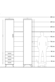 Hyperion Dolap 5 Raflı 4 Çekmeceli Tek Kapaklı 44x44x243 Antrasit-Çam