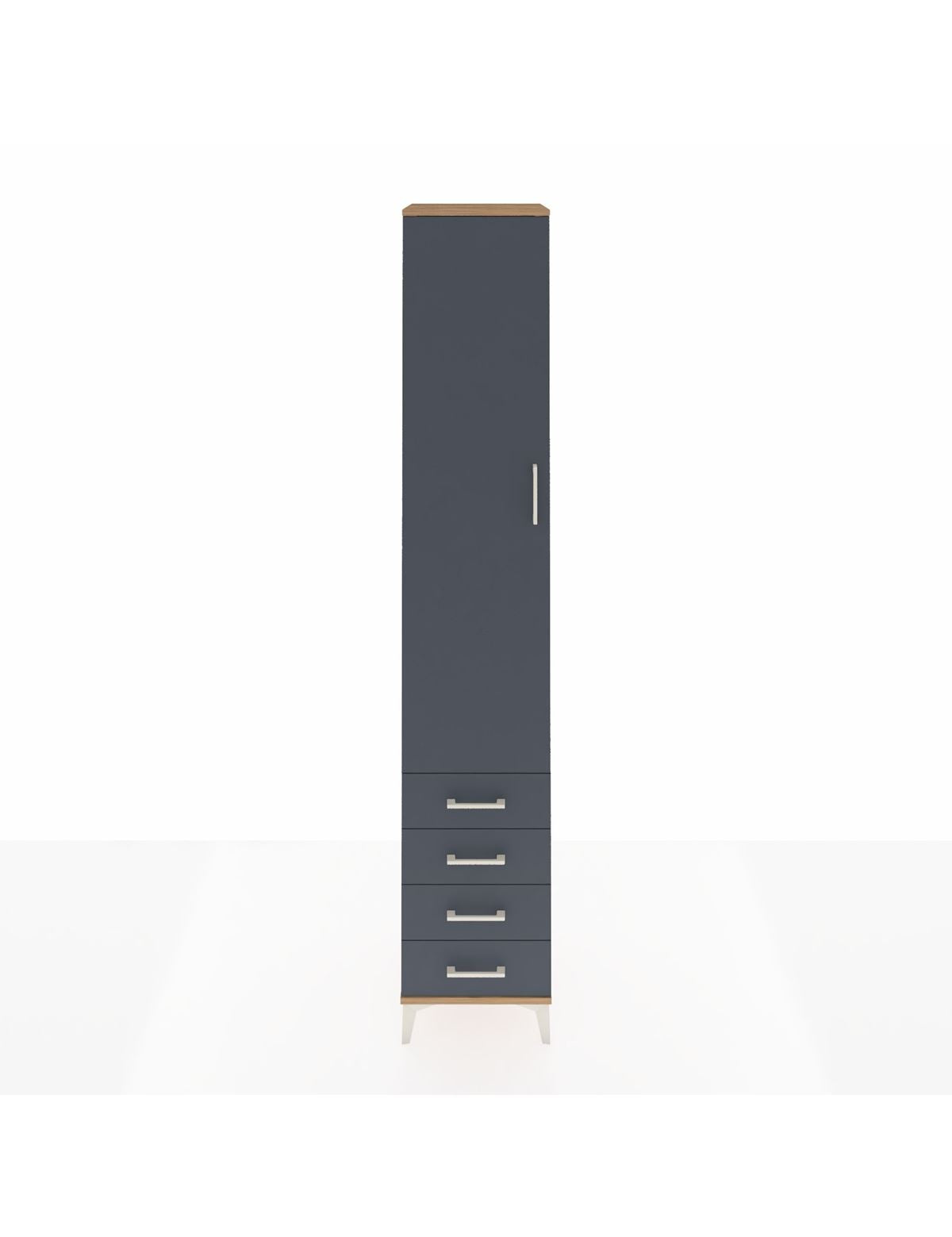 Hyperion Dolap 5 Raflı 4 Çekmeceli Tek Kapaklı 44x44x243 Çam-Antrasit