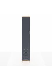 Hyperion Dolap 5 Raflı 4 Çekmeceli Tek Kapaklı 44x44x243 Çam-Antrasit