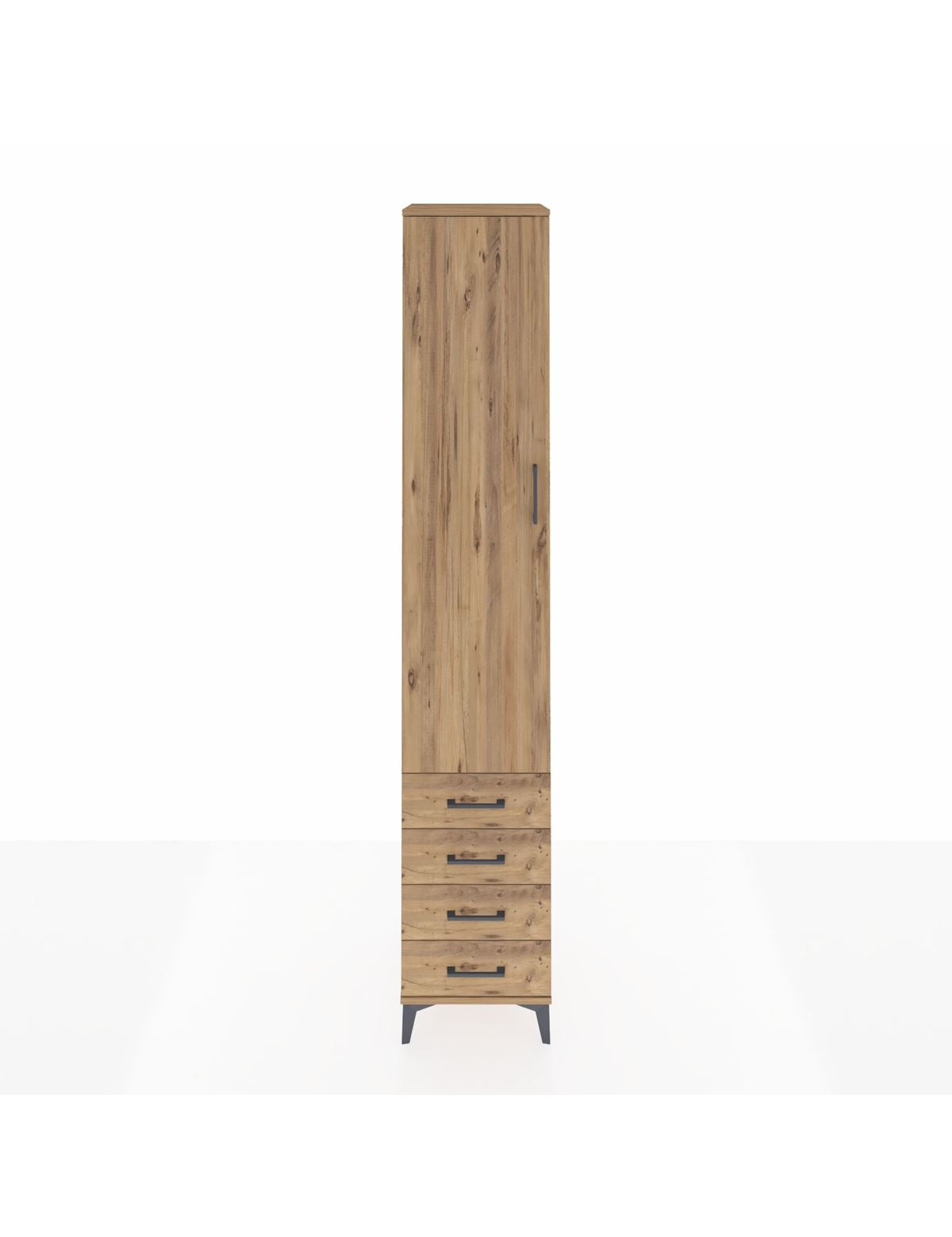 Hyperion Dolap 5 Raflı 4 Çekmeceli Tek Kapaklı 44x44x243 Çam-Çam