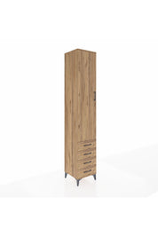 Hyperion Dolap 5 Raflı 4 Çekmeceli Tek Kapaklı 44x44x243 Çam-Çam