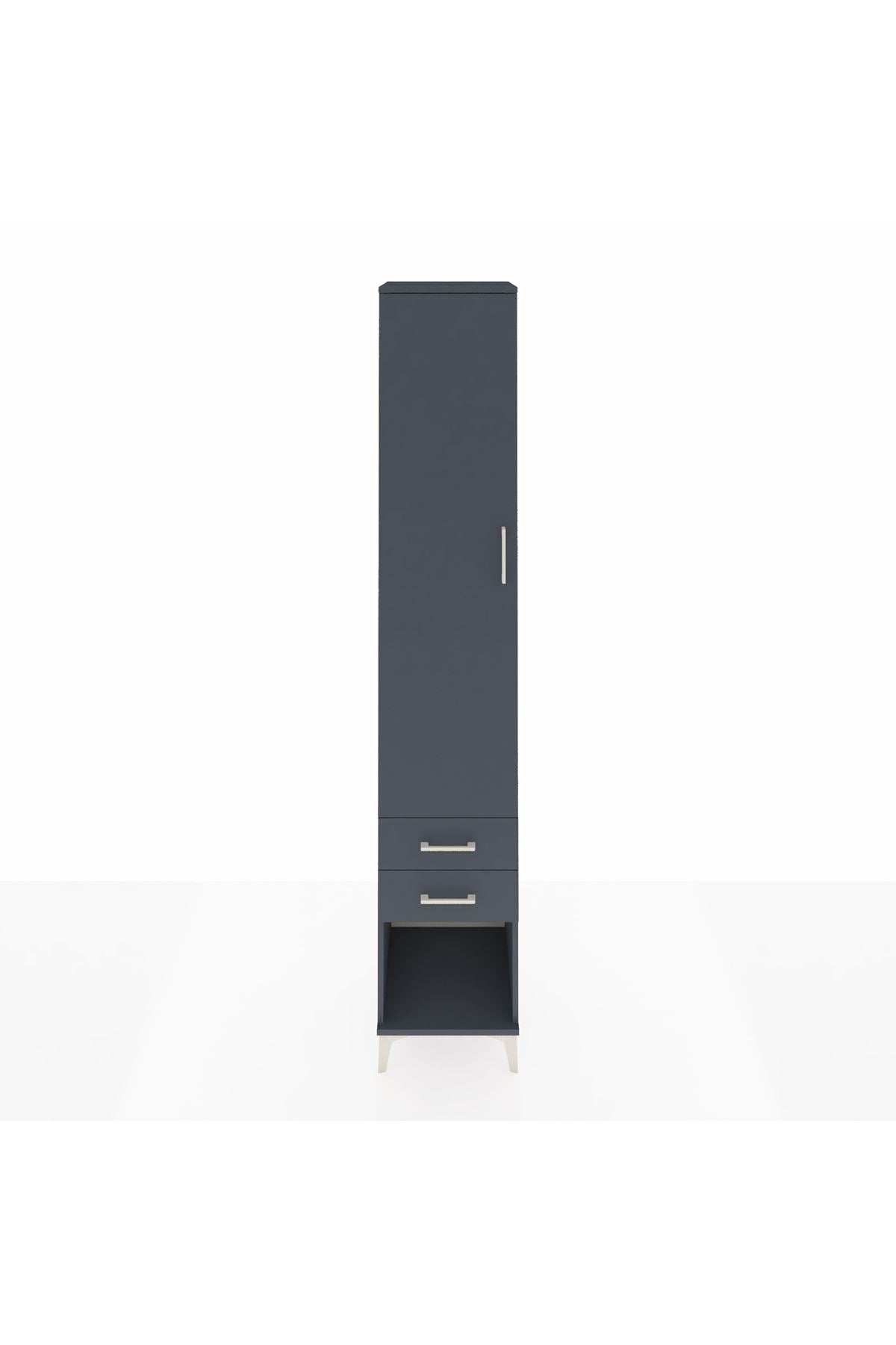 Hyperion Dolap 3 Raflı 2 Çekmeceli Tek Askılı 44x44x243 Antrasit-Antrasit