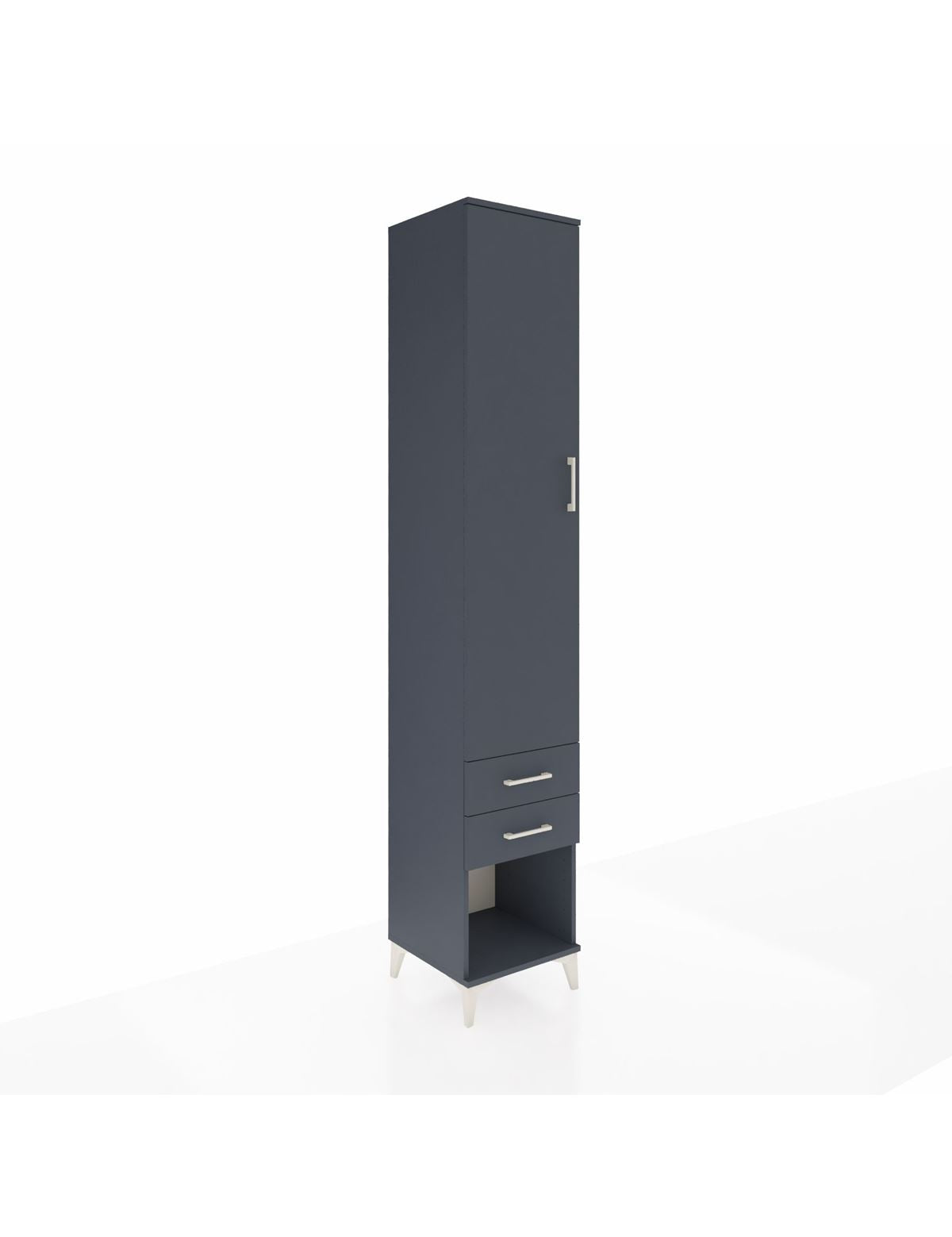 Hyperion Dolap 3 Raflı 2 Çekmeceli Tek Askılı 44x44x243 Antrasit-Antrasit