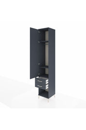 Hyperion Dolap 3 Raflı 2 Çekmeceli Tek Askılı 44x44x243 Antrasit-Antrasit