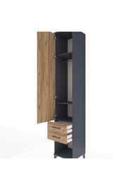 Hyperion Dolap 3 Raflı 2 Çekmeceli Tek Askılı 44x44x243 Antrasit-Çam