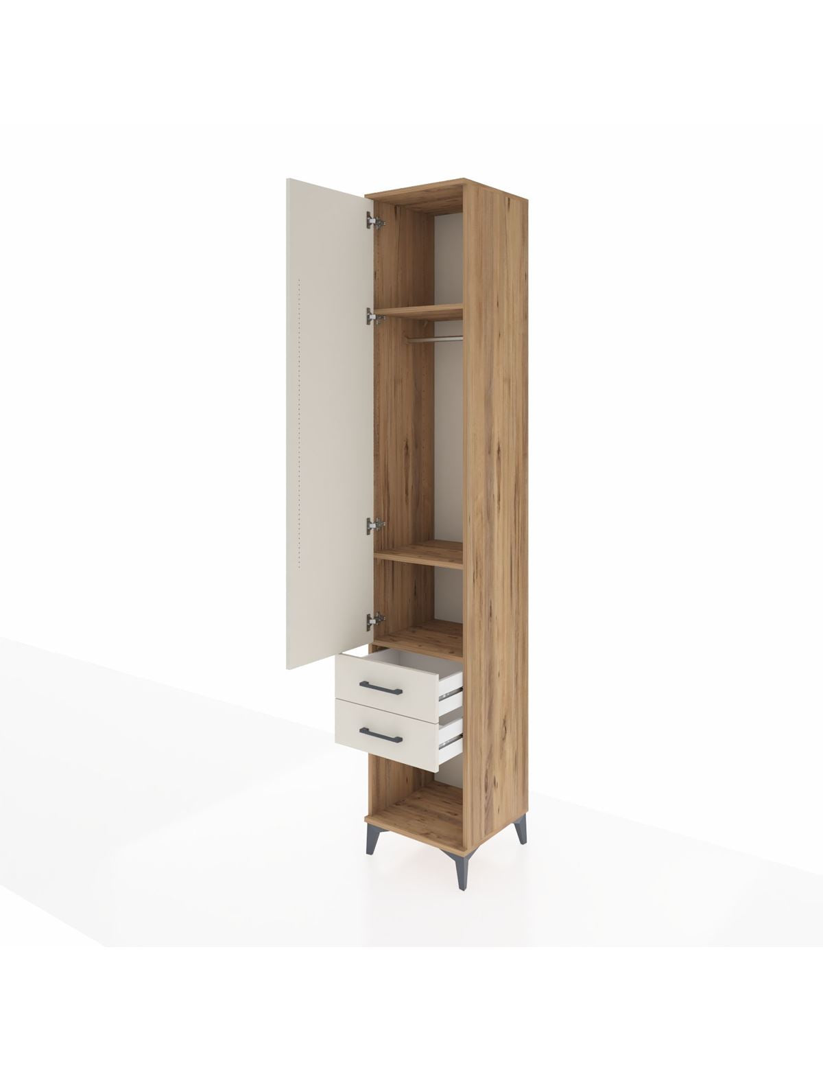 Hyperion Dolap 3 Raflı 2 Çekmeceli Tek Askılı 44x44x243 - S64M081V7B