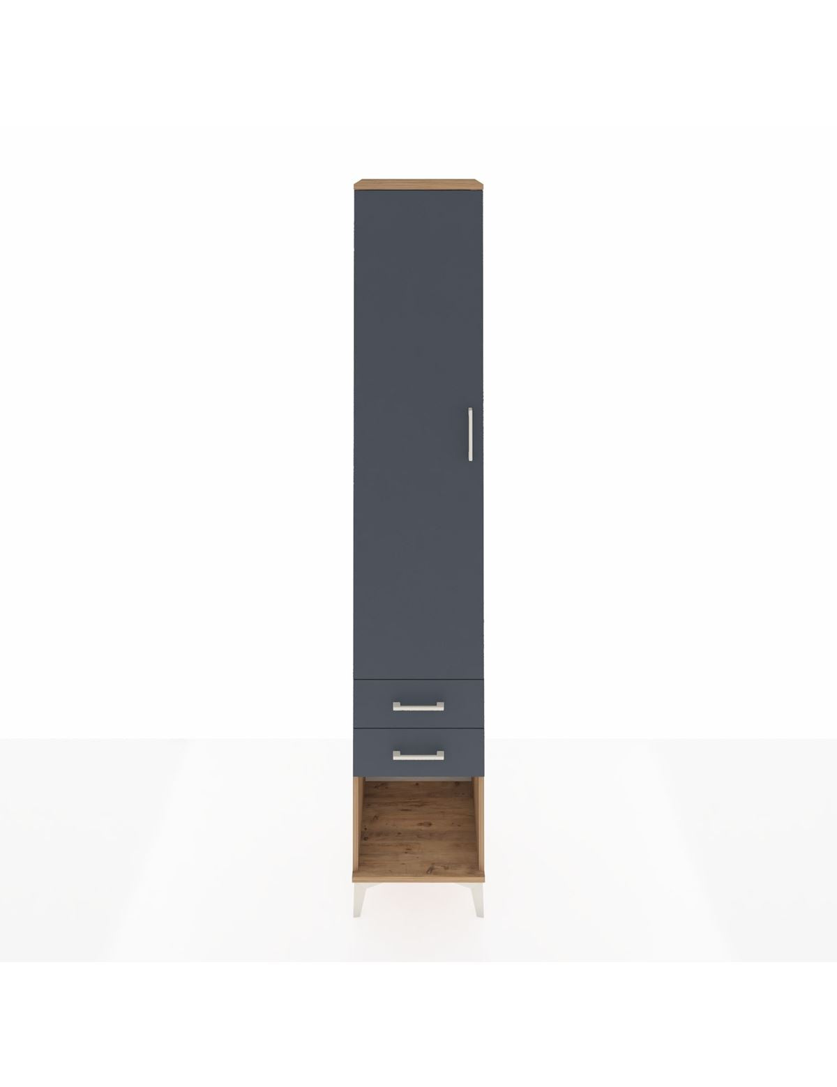 Hyperion Dolap 3 Raflı 2 Çekmeceli Tek Askılı 44x44x243 Çam-Antrasit