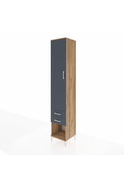 Hyperion Dolap 3 Raflı 2 Çekmeceli Tek Askılı 44x44x243 Çam-Antrasit