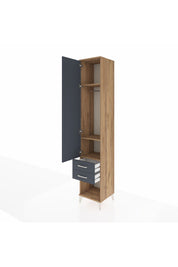 Hyperion Dolap 3 Raflı 2 Çekmeceli Tek Askılı 44x44x243 Çam-Antrasit