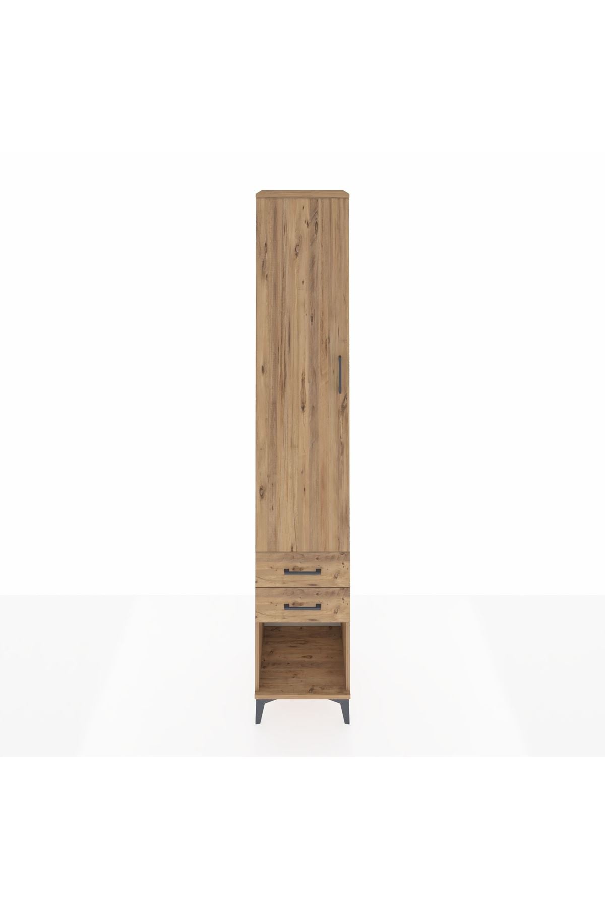 Hyperion Dolap 3 Raflı 2 Çekmeceli Tek Askılı 44x44x243 Çam-Çam