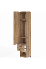 Hyperion Dolap 3 Raflı 2 Çekmeceli Tek Askılı 44x44x243 Çam-Çam