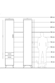 Hyperion Dolap 3 Raflı 2 Çekmeceli Tek Askılı 44x44x243 Çam-Çam