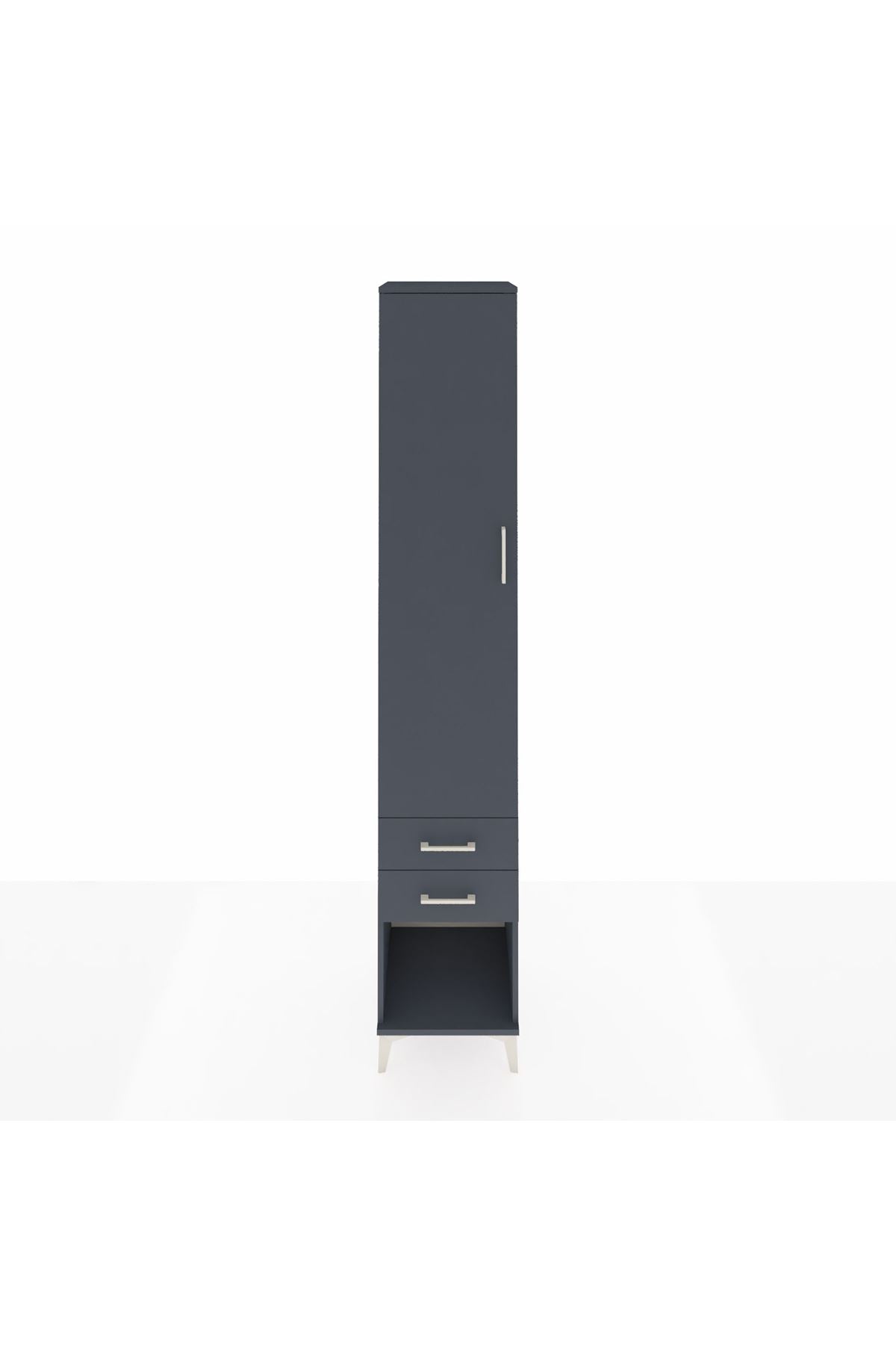 Hyperion Dolap 5 Raflı 2 Çekmeceli Tek Kapaklı 44x44x243 Antrasit-Antrasit