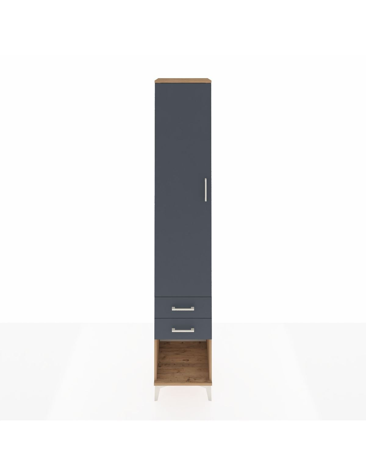 Hyperion Dolap 5 Raflı 2 Çekmeceli Tek Kapaklı 44x44x243 Çam-Antrasit