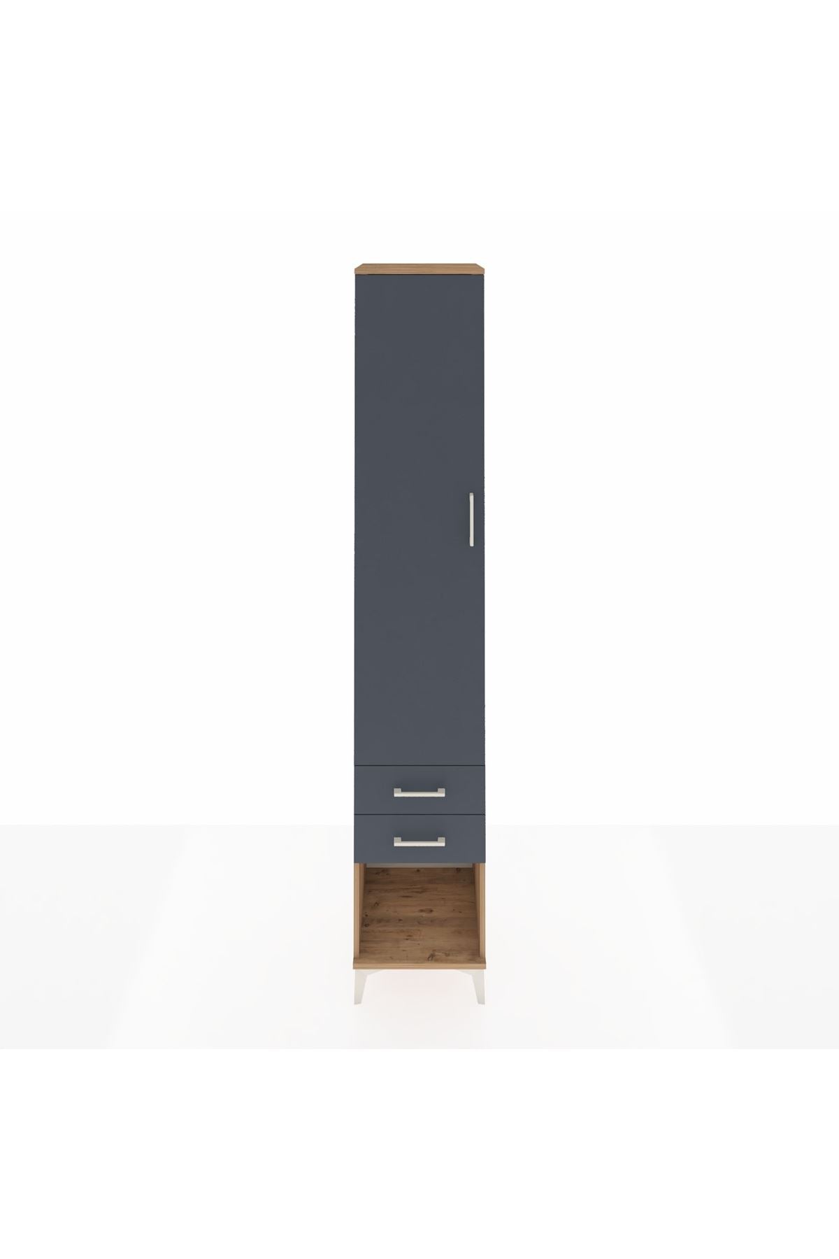 Hyperion Dolap 5 Raflı 2 Çekmeceli Tek Kapaklı 44x44x243 Çam-Antrasit