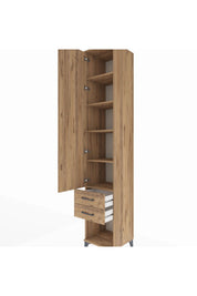Hyperion Dolap 5 Raflı 2 Çekmeceli Tek Kapaklı 44x44x243 Çam-Çam