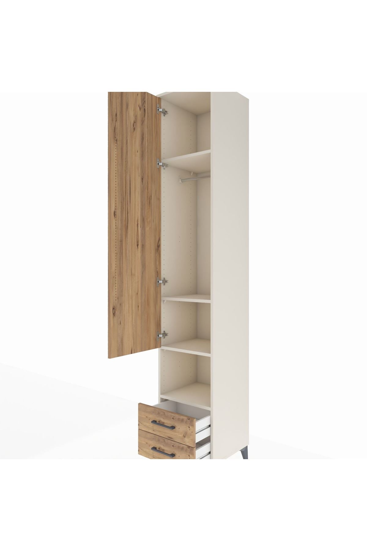 Hyperion Dolap 4 Raflı 2 Çekmeceli Tek Askılı 44x44x243 Aytaşı-Çam