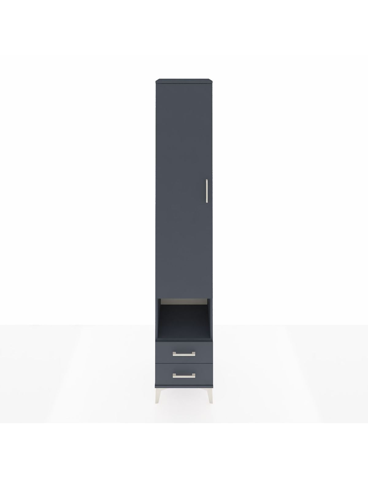 Hyperion Dolap 4 Raflı 2 Çekmeceli Tek Askılı 44x44x243 Antrasit-Antrasit