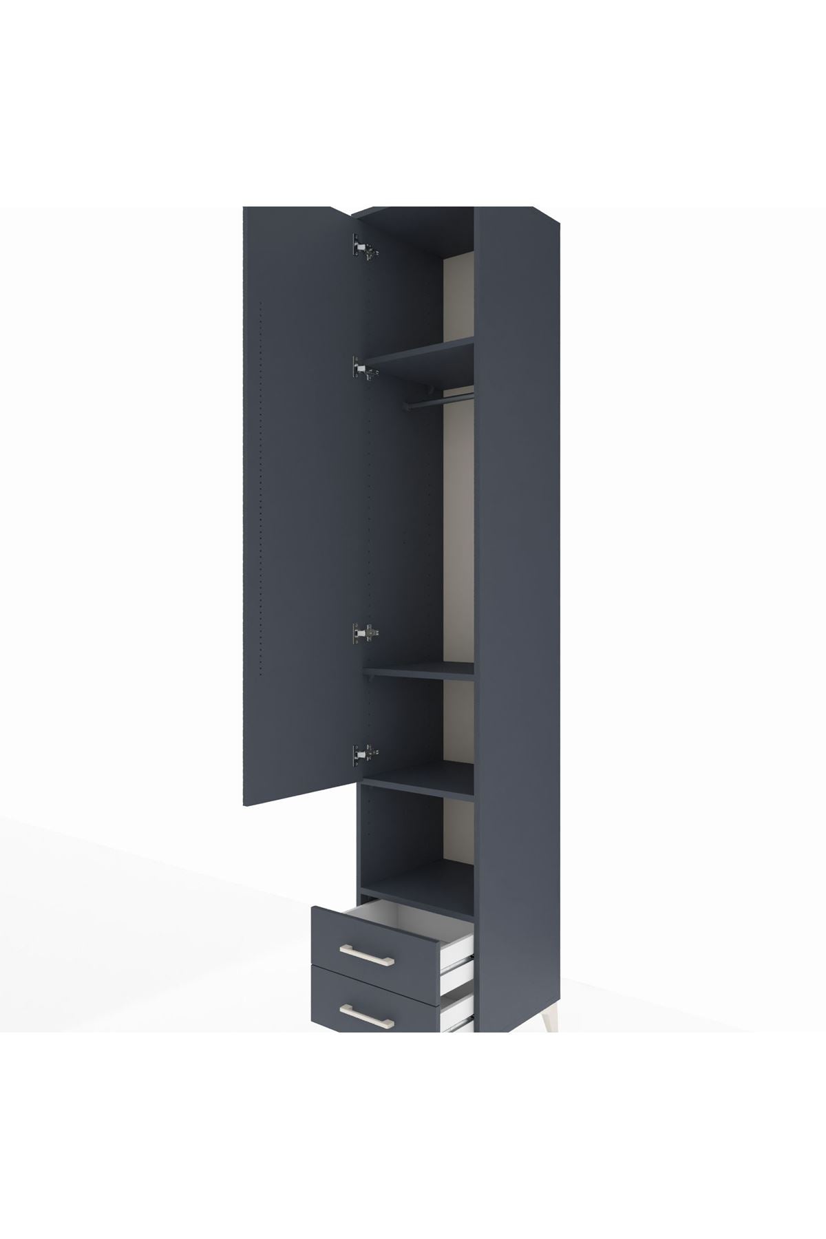 Hyperion Dolap 4 Raflı 2 Çekmeceli Tek Askılı 44x44x243 Antrasit-Antrasit