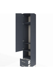 Hyperion Dolap 4 Raflı 2 Çekmeceli Tek Askılı 44x44x243 Antrasit-Antrasit