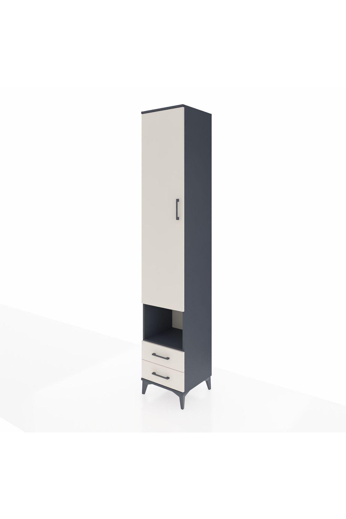 Hyperion Dolap 4 Raflı 2 Çekmeceli Tek Askılı 44x44x243 Antrasit-Aytaşı