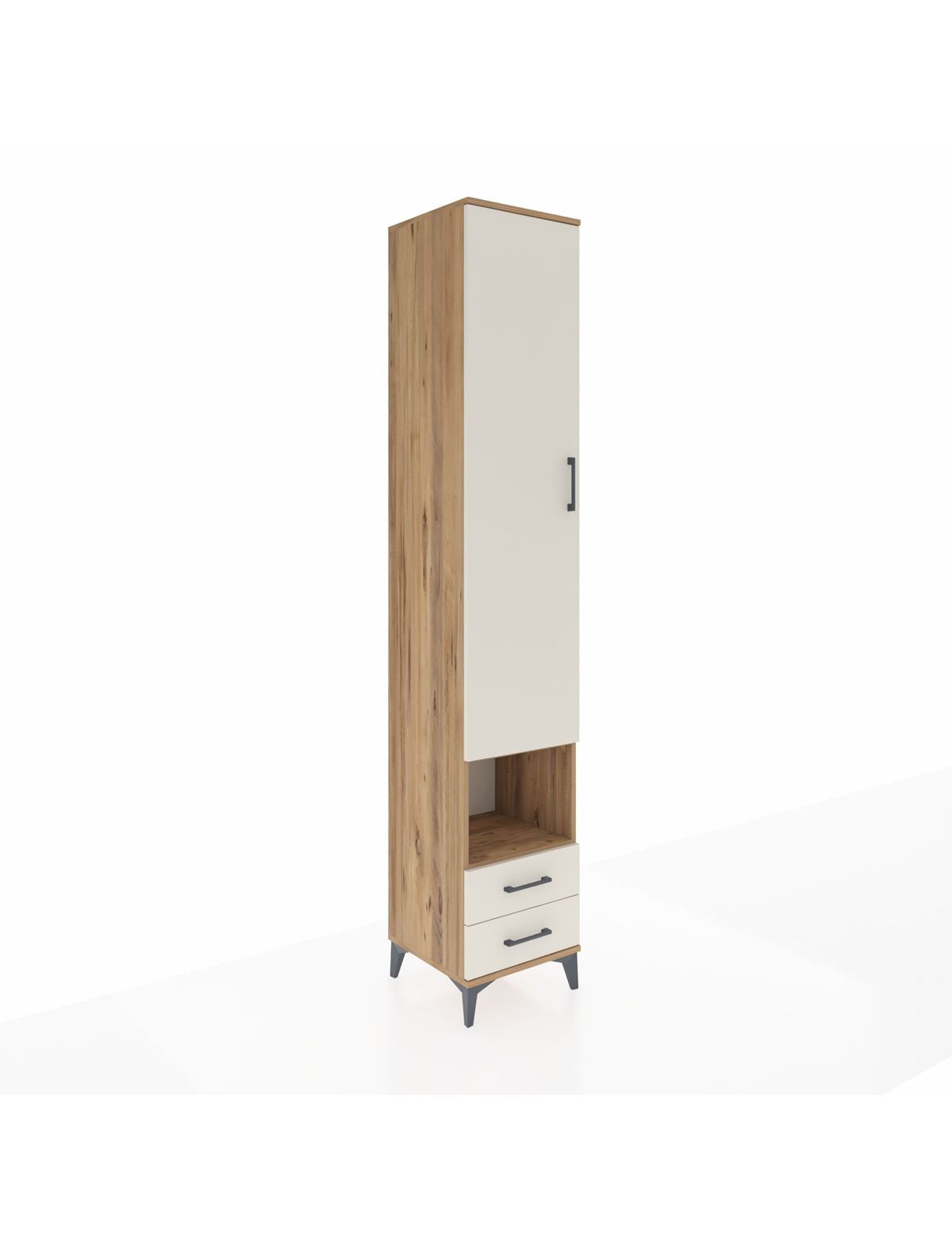 Hyperion Dolap 4 Raflı 2 Çekmeceli Tek Askılı 44x44x243 Çam-Aytaşı