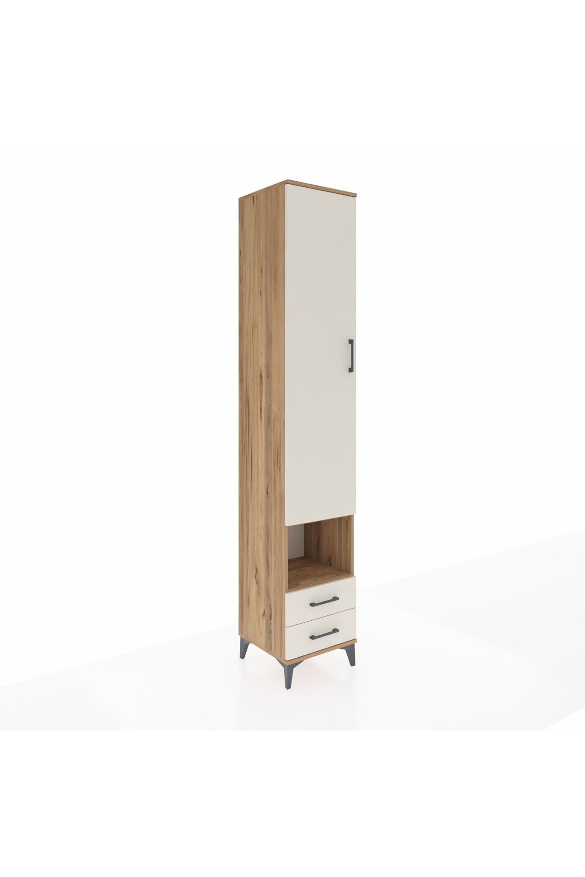 Hyperion Dolap 4 Raflı 2 Çekmeceli Tek Askılı 44x44x243 Çam-Aytaşı