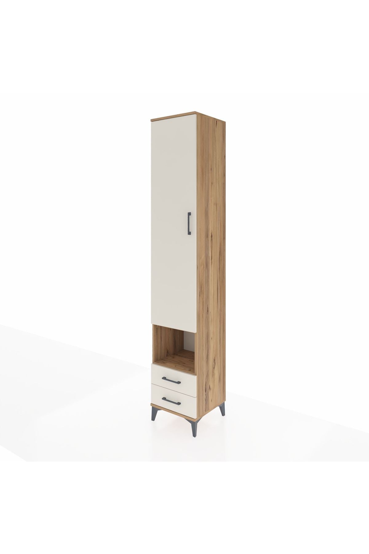 Hyperion Dolap 4 Raflı 2 Çekmeceli Tek Askılı 44x44x243 Çam-Aytaşı