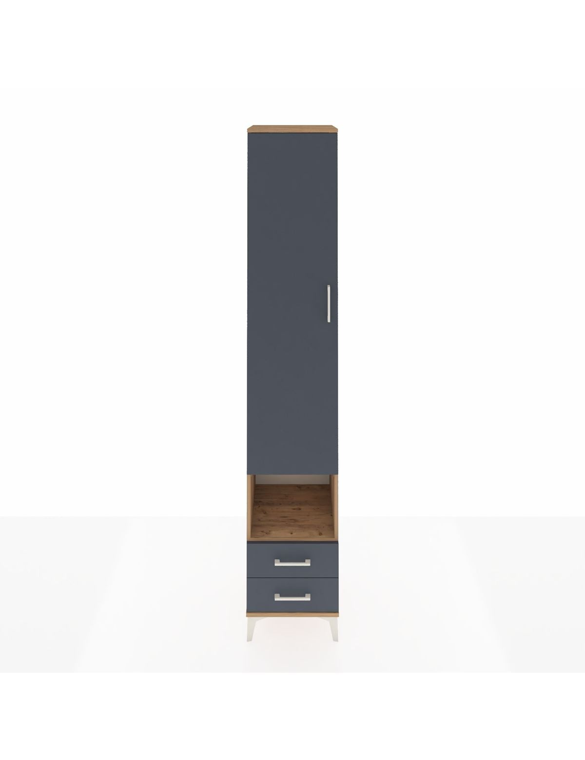 Hyperion Dolap 4 Raflı 2 Çekmeceli Tek Askılı 44x44x243 Çam-Antrasit