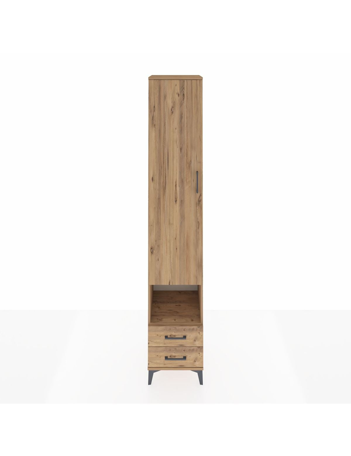 Hyperion Dolap 4 Raflı 2 Çekmeceli Tek Askılı 44x44x243 Çam-Çam