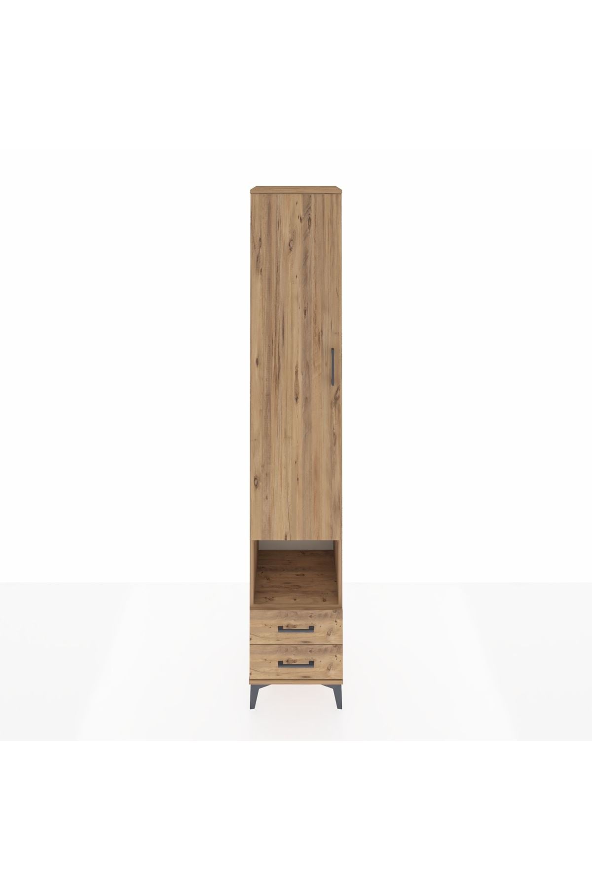 Hyperion Dolap 4 Raflı 2 Çekmeceli Tek Askılı 44x44x243 Çam-Çam