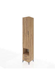 Hyperion Dolap 4 Raflı 2 Çekmeceli Tek Askılı 44x44x243 Çam-Çam