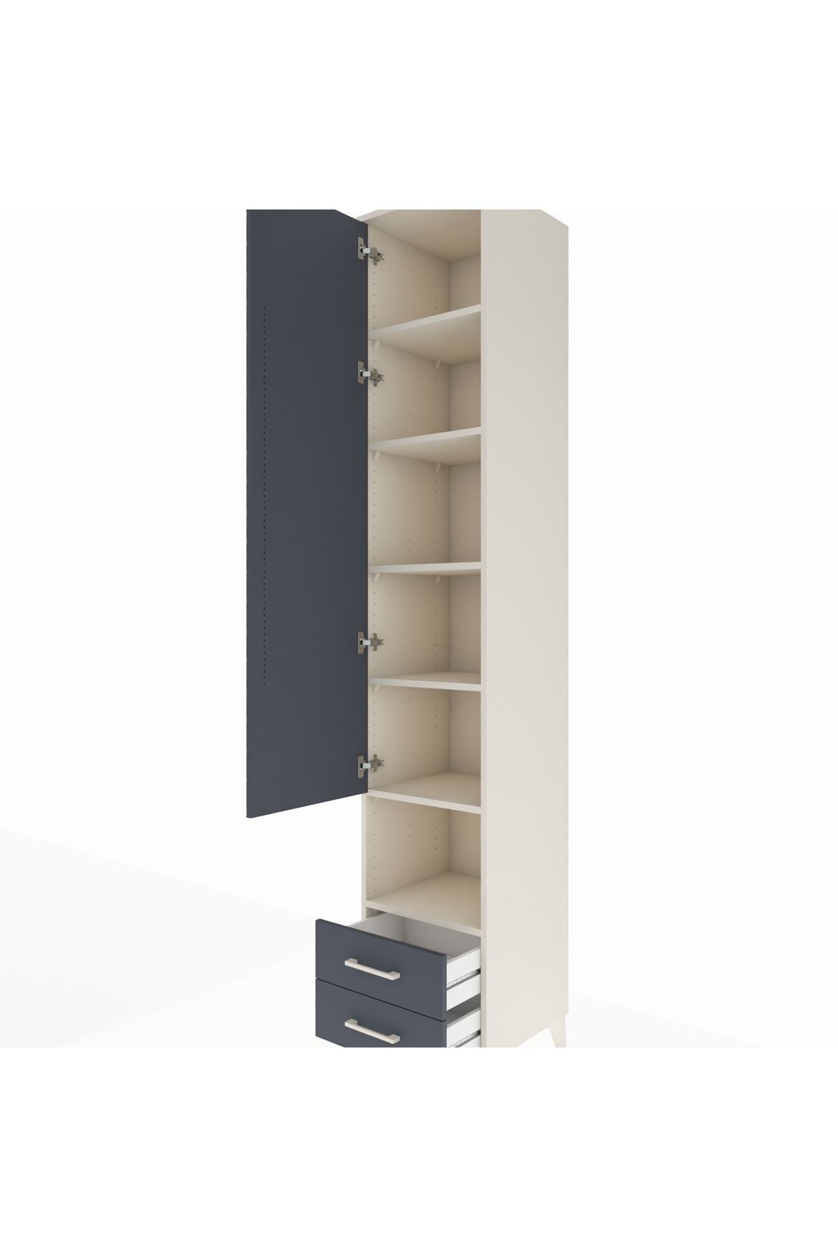 Hyperion Dolap 6 Raflı 2 Çekmeceli Tek Kapaklı 44x44x243 Aytaşı-Antrasit