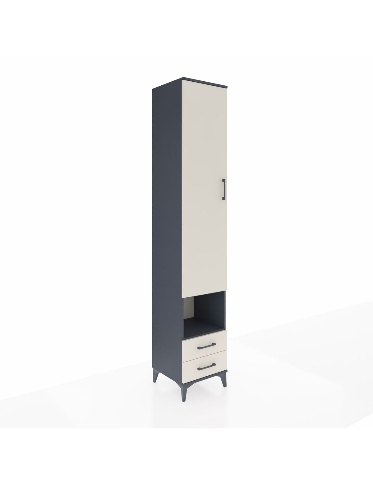 Hyperion Dolap 6 Raflı 2 Çekmeceli Tek Kapaklı 44x44x243 Antrasit-Aytaşı