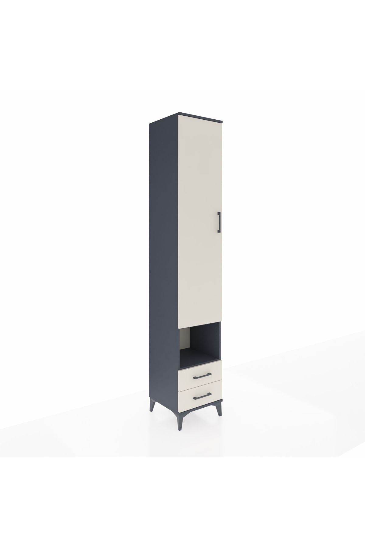 Hyperion Dolap 6 Raflı 2 Çekmeceli Tek Kapaklı 44x44x243 Antrasit-Aytaşı