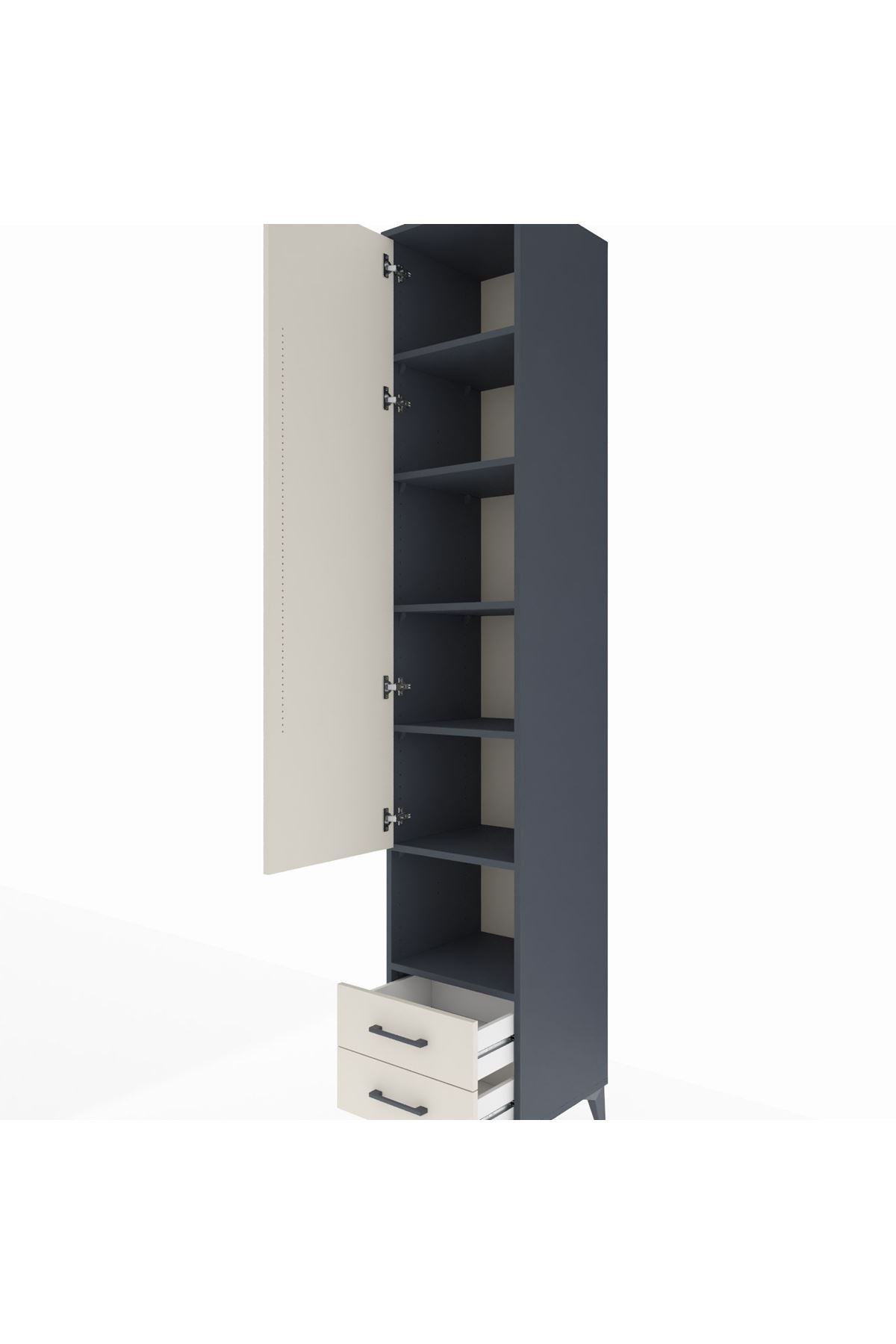 Hyperion Dolap 6 Raflı 2 Çekmeceli Tek Kapaklı 44x44x243 Antrasit-Aytaşı