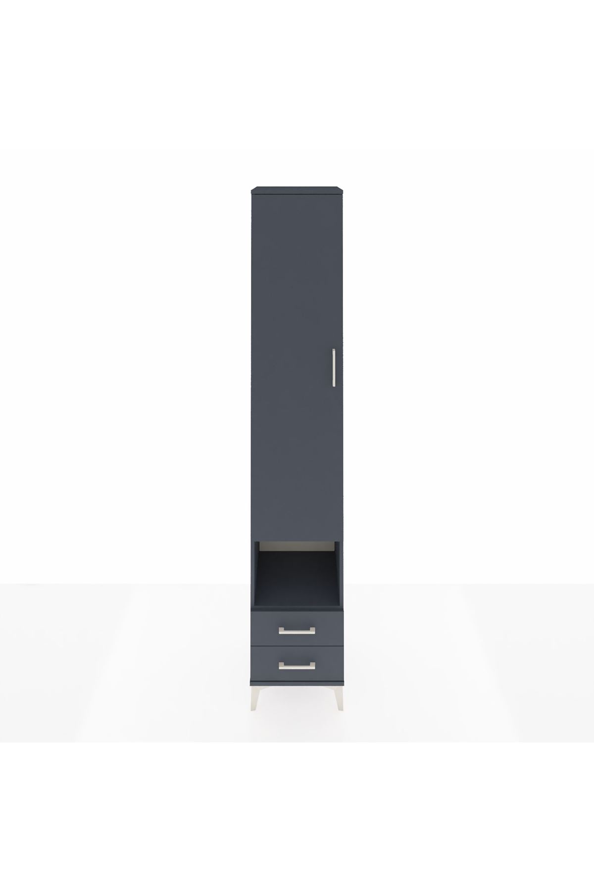 Hyperion Dolap 6 Raflı 2 Çekmeceli Tek Kapaklı 44x44x243 Antrasit-Antrasit