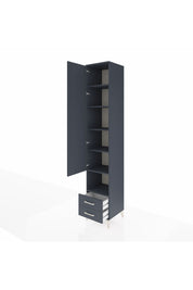 Hyperion Dolap 6 Raflı 2 Çekmeceli Tek Kapaklı 44x44x243 Antrasit-Antrasit