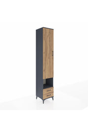 Hyperion Dolap 6 Raflı 2 Çekmeceli Tek Kapaklı 44x44x243 Antrasit-Çam