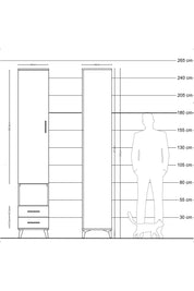 Hyperion Dolap 6 Raflı 2 Çekmeceli Tek Kapaklı 44x44x243 Antrasit-Çam