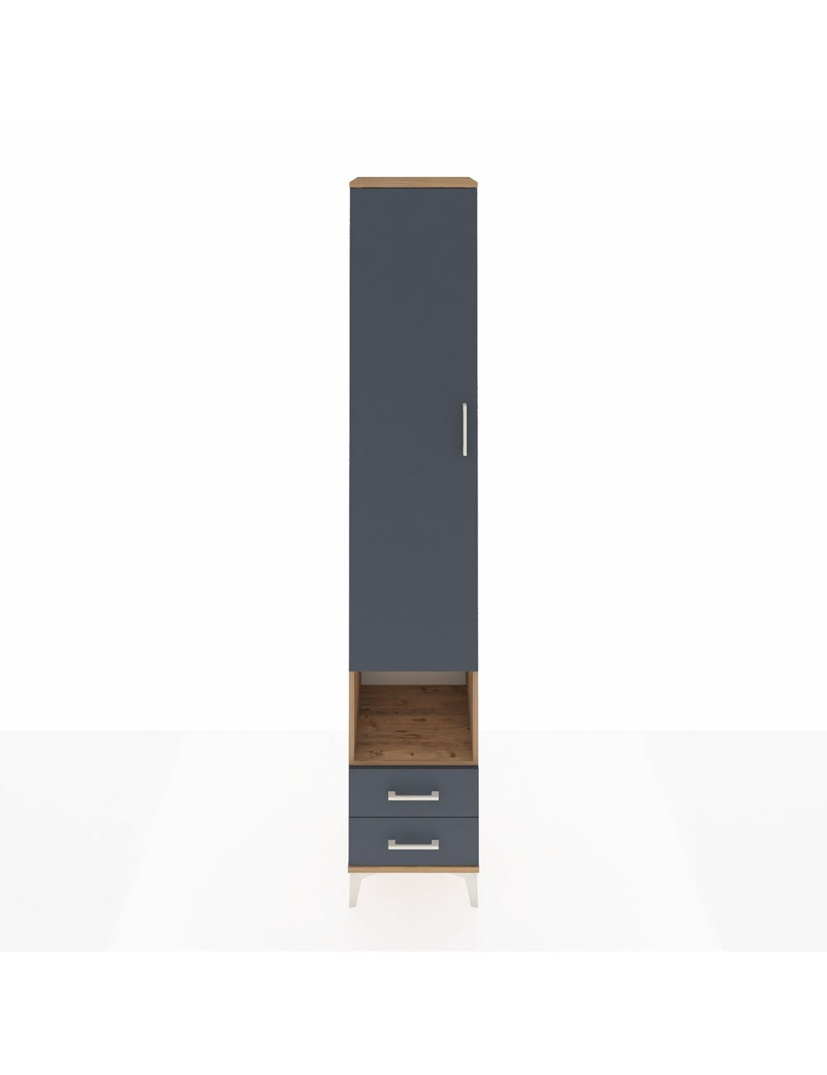 Hyperion Dolap 6 Raflı 2 Çekmeceli Tek Kapaklı 44x44x243 Çam-Antrasit