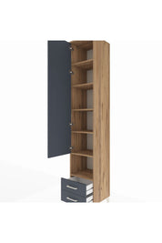 Hyperion Dolap 6 Raflı 2 Çekmeceli Tek Kapaklı 44x44x243 Çam-Antrasit