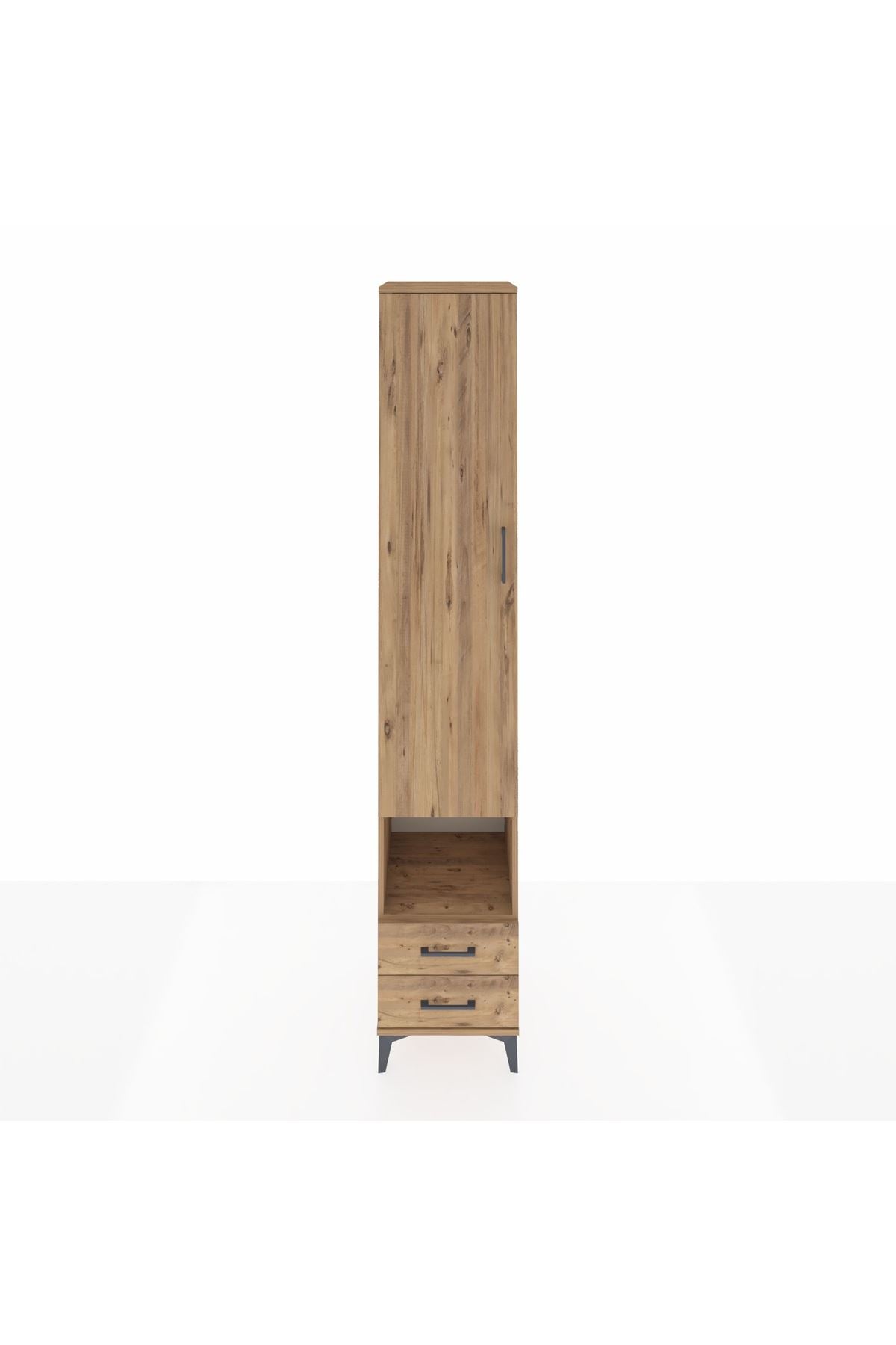 Hyperion Dolap 6 Raflı 2 Çekmeceli Tek Kapaklı 44x44x243 Çam-Çam