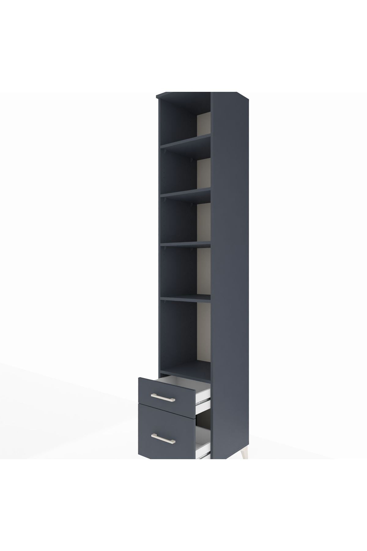 Hyperion Dolap 5 Raflı 2 Çekmeceli 44x44x243 Antrasit-Antrasit
