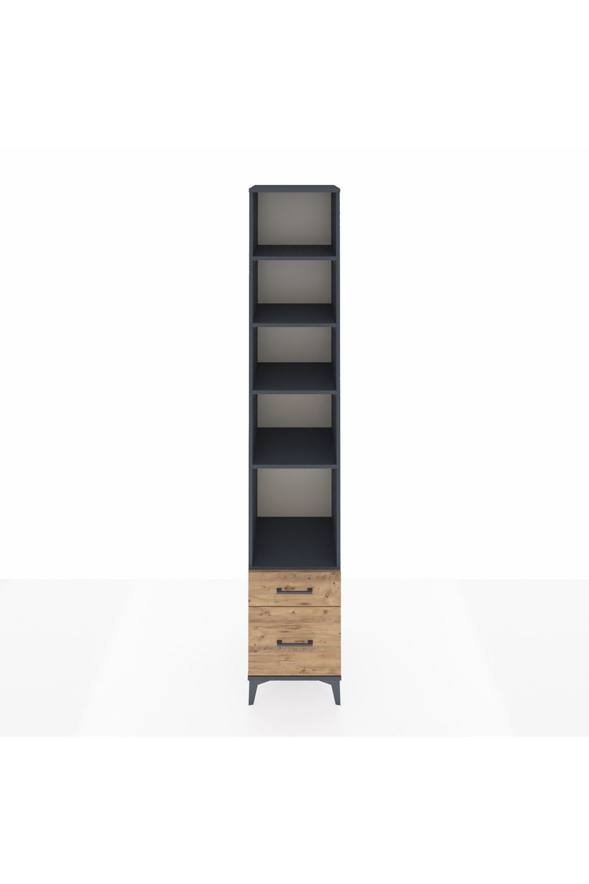 Hyperion Dolap 5 Raflı 2 Çekmeceli 44x44x243 Antrasit-Çam